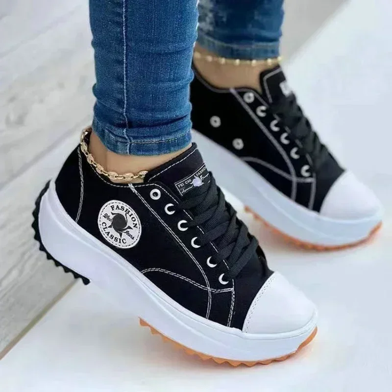 Top Trends: Canvas Ladies Casual Sneakers Autumn Brand Women&#039;s Casual Shoes Flat Lace-Up Walking Shoes For Women Ladies Shoes On Offer Shoppable Styles