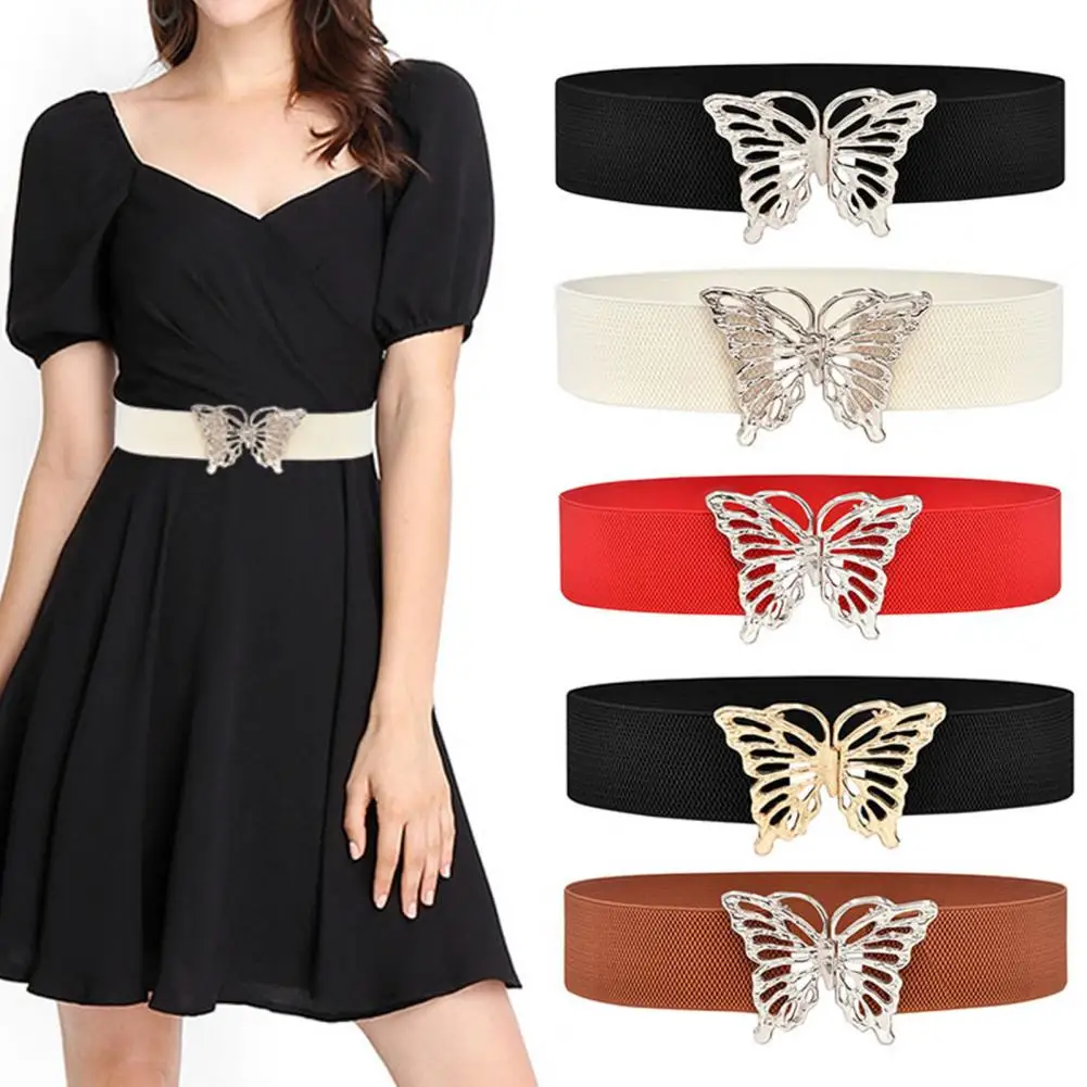 Top Trends: Women Belt Butterfly Buckle High Elasticity Wide Band Tight Waist Goth Waist Corset Waist Strap Clothes Accessories Shoppable Styles - Image 2