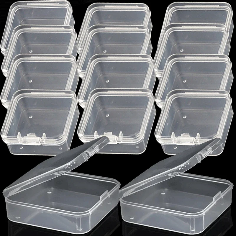 Top Trends: 12 Sizes Mini Storage Box Transparent Square Plastic Box Earrings Jewelry Packaging Storage Small Square Box Jewelry Organizer Shoppable Styles