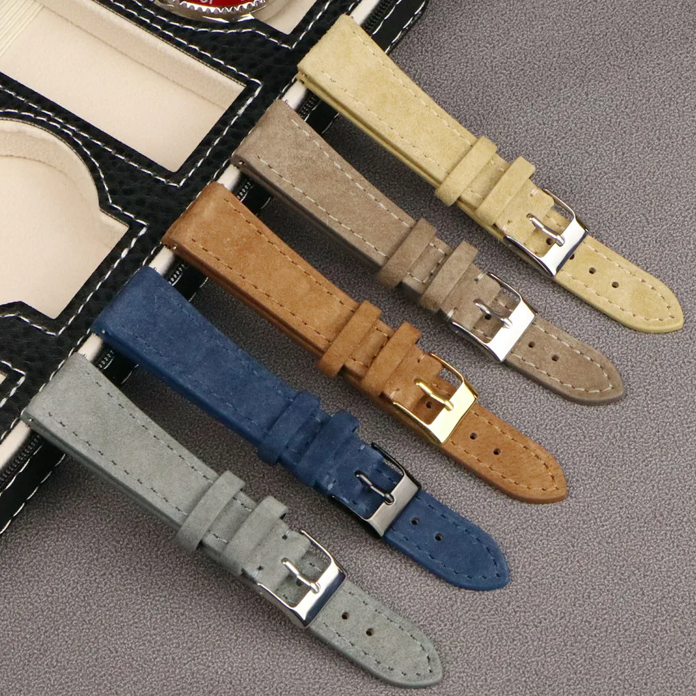 Top Trends: Premium Leather Suede Watch Strap 18mm 20mm 22mm Watchband Gray Blue Brown Watch Bands Quick Release Wristband Belt Accessories Shoppable Styles