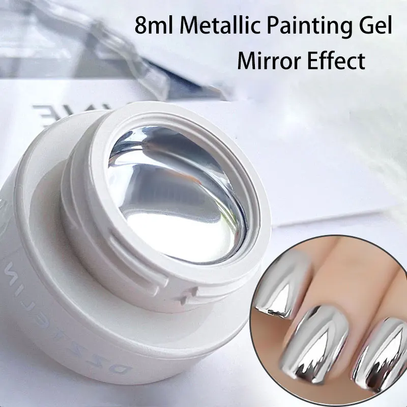 Top Trends: 1 Jar Superbright Metallic Painting Gel Mirror Effect 8ml Silver Gold Nail Polish Gel For Nail Art Drawing Sock Off Metallic Gel Shoppable Styles