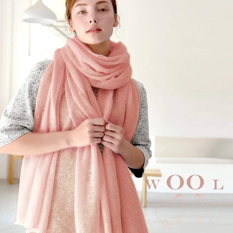 Top Trends: Winter Scarf 100% Wool Scarves Fashion Women Long Scarves Female Vintage Large Shawl Soft Warm Pashmina Thickened Wool Scarf Shoppable Styles