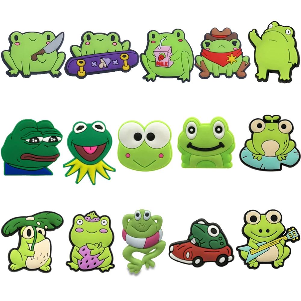 Top Trends: Single Sale 1pcs Animals Shoe Charms Cartoon Shoe Accessories Decorations Sad Frog PVC Shoes Buckle For Kids Party Xmas Gifts Shoppable Styles