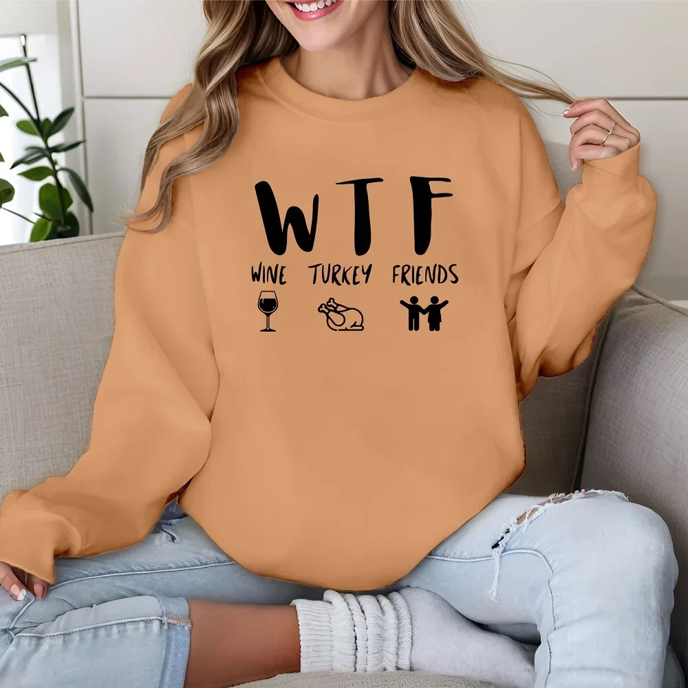 Top Trends: Autumn New Sweatshirt Fashion Long Sleeved Tops Women’s Printed Round Neck Solid Color Hoodies Spring Clothes Sweater Pullover Shoppable Styles