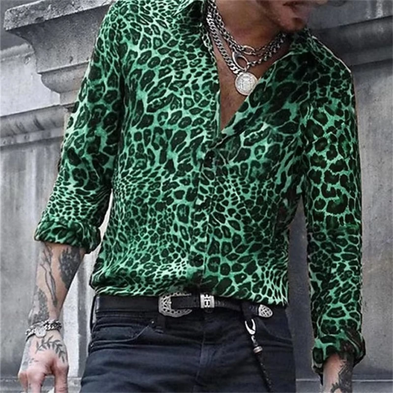 Top Trends: Hawaiian Fashion Luxury High Quality Leopard Print Men's Shirts Single Breasted Shirts Casual Camo Print Long Sleeve Men's Tops Shoppable Styles - Image 3