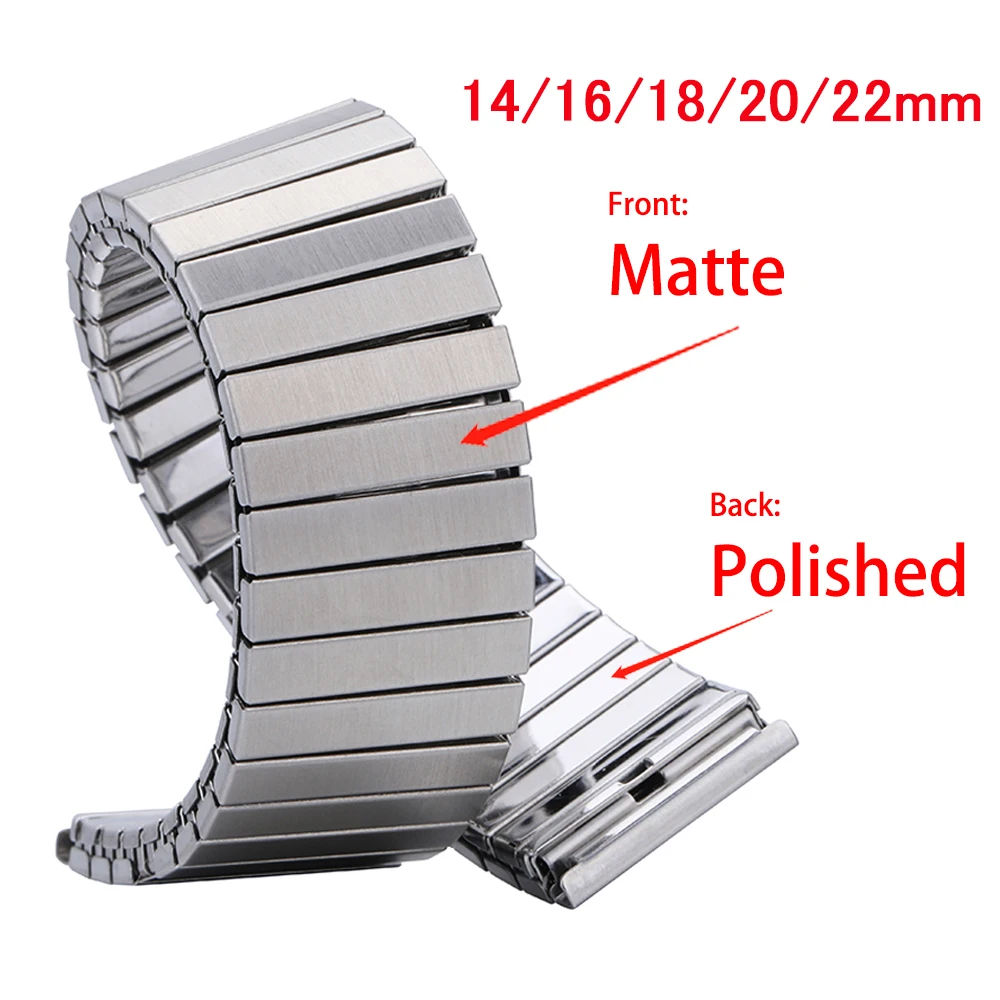 Top Trends: Stainless Steel Elastic Stretch Strap Watch Band Metal Expansion Wristband 14 / 16 / 18 / 20mm 22mm For Huawei Watch Gt2 / Gt3 Bracelet Shoppable Styles