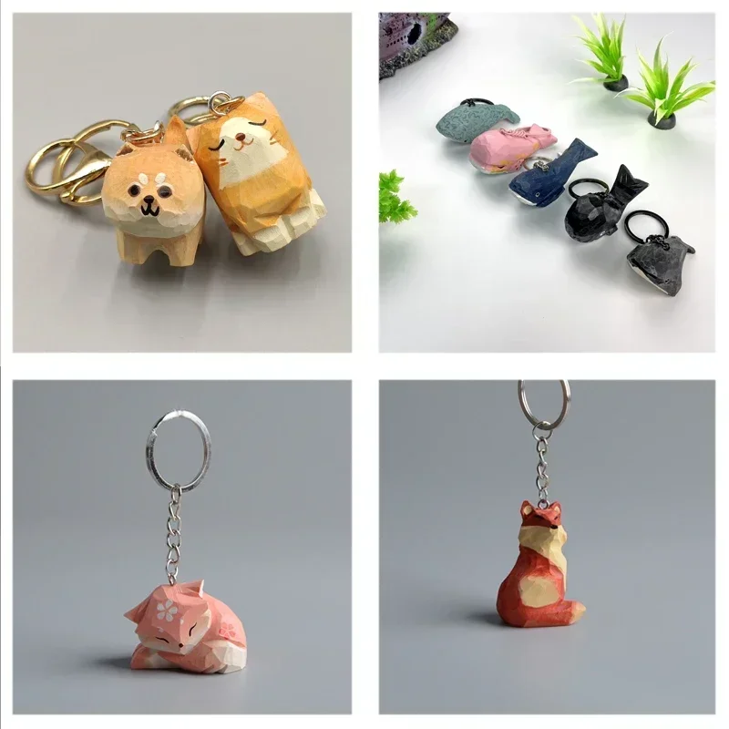 Top Trends: Custom Wood Carved Whale Keychain Cute Cat Dog Healing Animal Series Solid Wooden Car Anime Fox Keyring Pendant Kawaii Love Gift Shoppable Styles