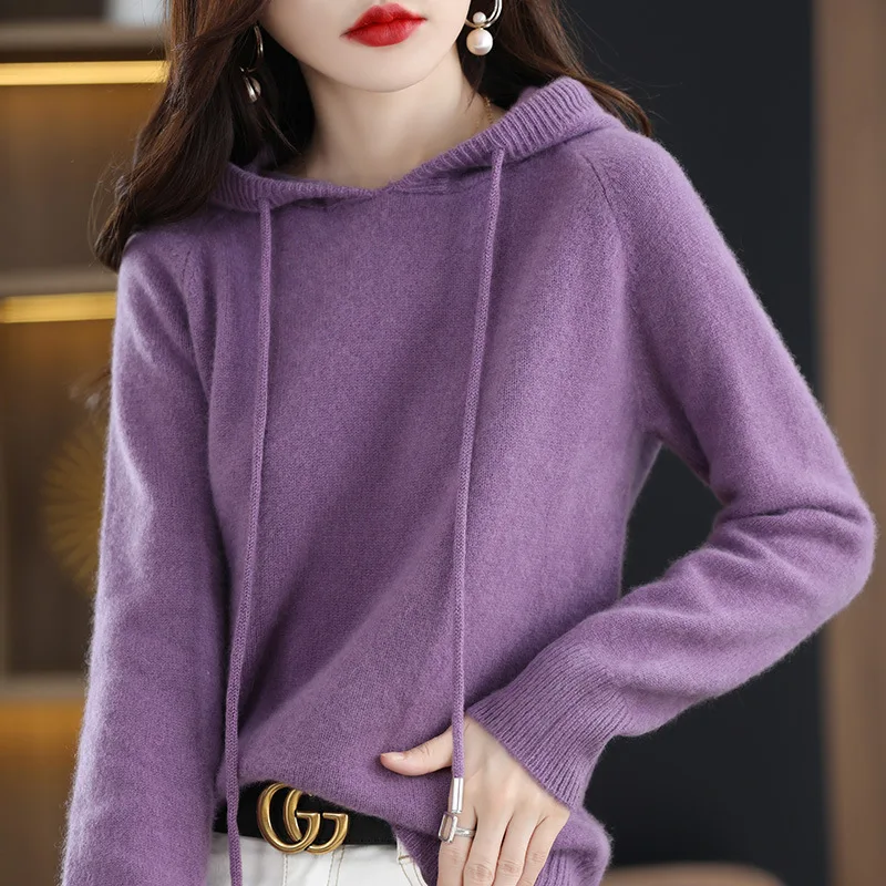 Top Trends: YSZWDBLX Women Pullover Sweater Hooded Jumper Korean Loose Solid Long Sleeve Casual Autumn Winter Thick Warm Knitted Sweaters Shoppable Styles - Image 2