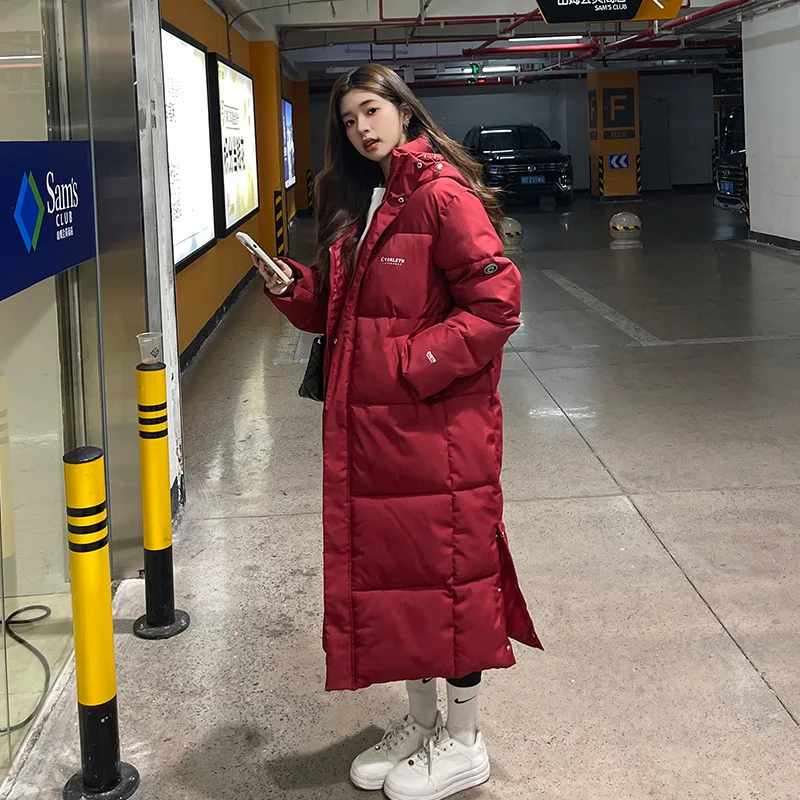 Top Trends: 2023 New Down Cotton Cotton-padded Coat Women Winter Long Hooded Parka Zipper Thick Warm Puffer Jacket Loose Korean Jacket Red Shoppable Styles