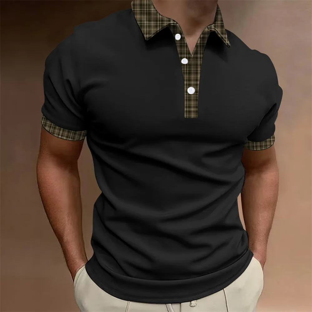 Top Trends: 2023 New Men&#039;s Polo Shirt Solid Short Sleeve T-Shirt Black Tops Casual Business Button Tees Summer Polo T Shirts Men Clothing Xl Shoppable Styles