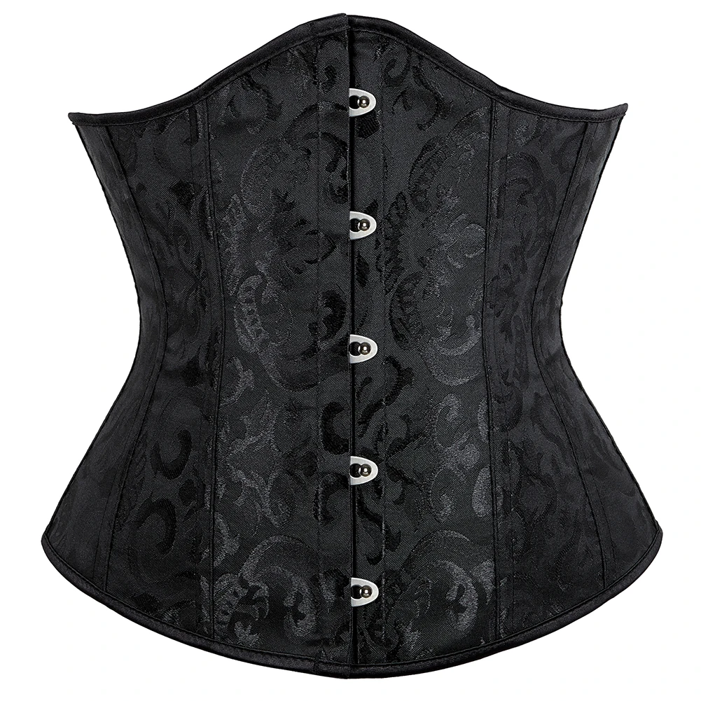 Top Trends: Jacquard Underbust Corset Floral Push Up Boned Bustier Gothique Korsett For Women Front Busk Gorset Plus Size Korse Sexy Shoppable Styles