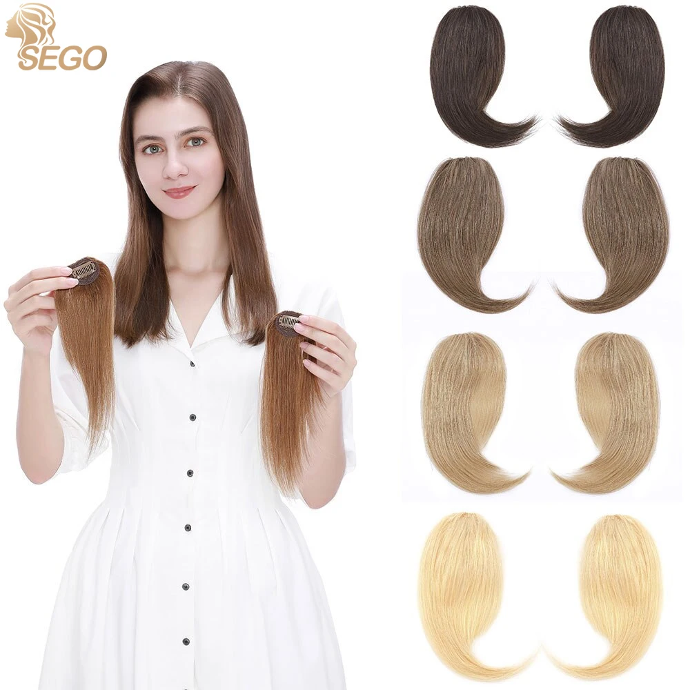 Top Trends: Sego 2PCS / set Human Hair Side Bangs Clip In Bangs Real Human Hair Bang Natural Clip On Side Bang Straight Fringe Hair Extension Shoppable Styles