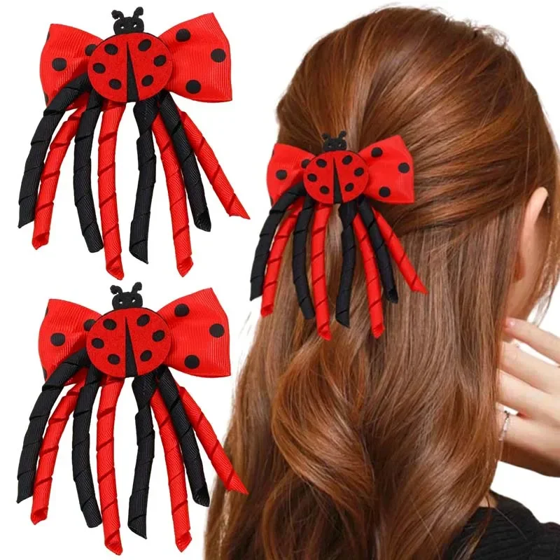 Top Trends: Ncmama 2Pcs New Ladybug Hairpins For Women Girls Cute Curling Tassel Hairclip Hairgrips Barrettes Headwear Hair Accessories Gift Shoppable Styles