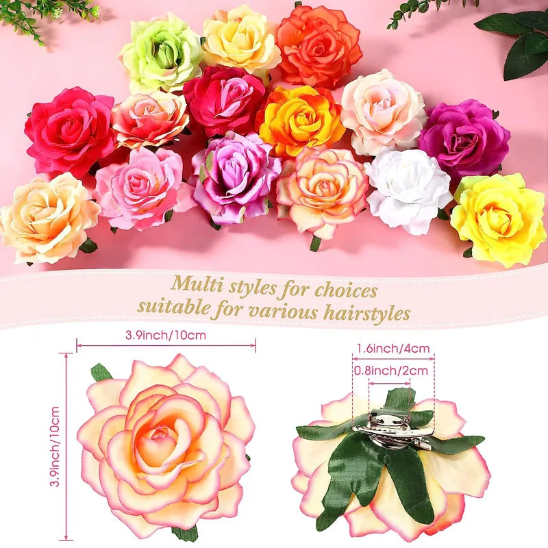 Top Trends: 1PC Bohemian Rose Artificial Flower Hairpin Bridal Wedding Party Brooch Women Hair Clips Headwear Girls Festival Hair Accessorie Shoppable Styles - Image 3