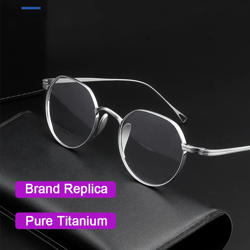 Top Trends: Japanese Brand Designer Pure Titanium Handmade Glasses Men Retro Round Optical Eyeglasses Anti-blue Light Ultralight Frame Shoppable Styles