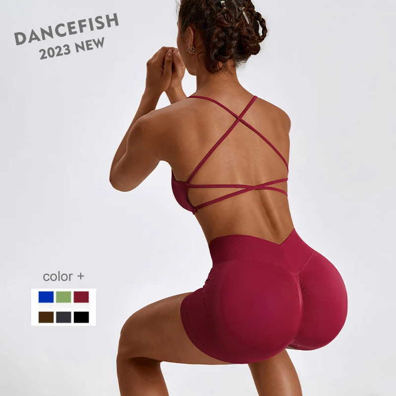 Top Trends: DANCEFISH 2023 Women Seamless Beauty Back Active Suit Quick Dry Tight Sports Fitness Clothing Daily Running Riding Yoga Wear Shoppable Styles