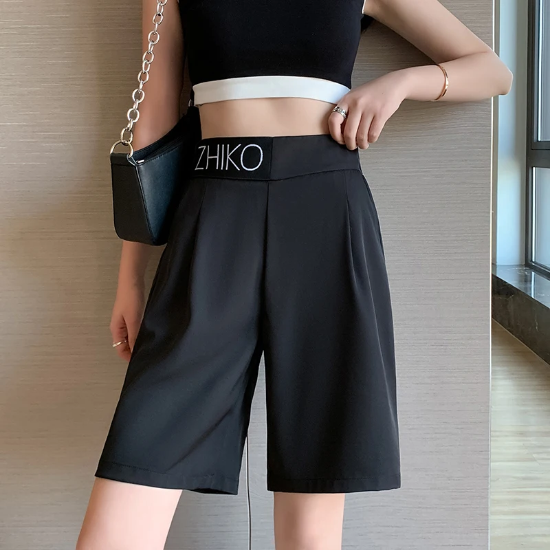 Top Trends: Shorts Women's Cycling Summer Shorts High Waist Black Suit Shorts Oversize Casual Basic Short Pants Korean Fashion CICHENG Shoppable Styles