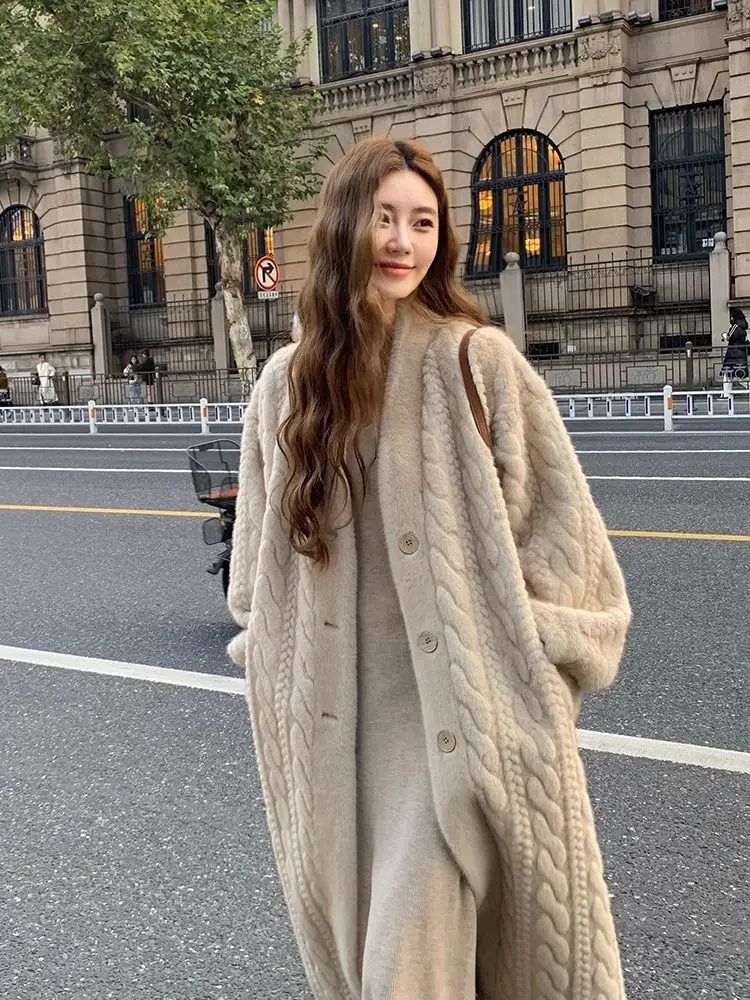 Top Trends: Winter Long Fur Coat Women Thickened Warm Faux Mink Jacket Long Sleeve Single-breasted Korean Chic Windproof Outerwear New Shoppable Styles