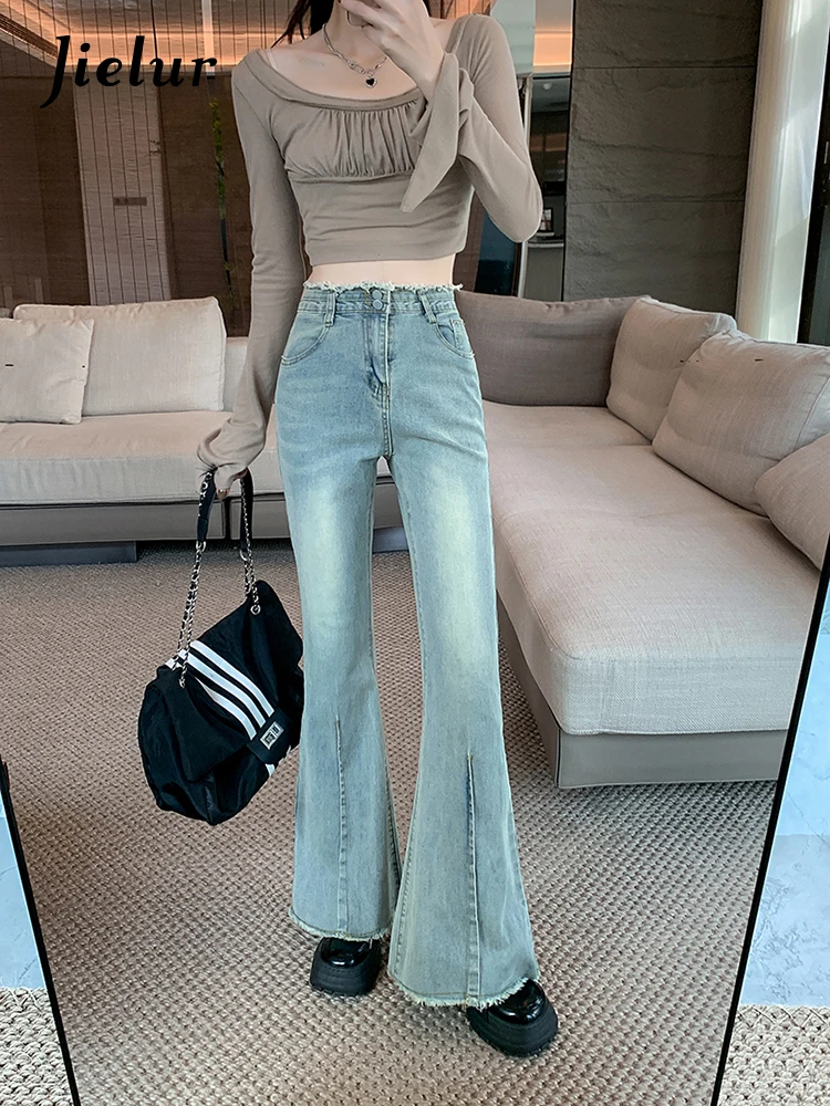 Top Trends: Jielur Vintage High Waist Slim Basic Simple Women Jeans Fashion Street Casual Chicly Woman Jeans Blue Autumn New Pants Female Shoppable Styles