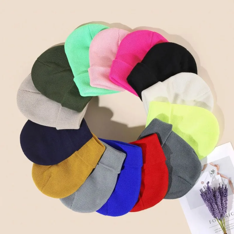 Top Trends: Women Men Fluorescent Color Warm Beanie Hat Autumn Winter Stretch Knitted Crochet Beanies Hat Cap Black Red White Navy Pink Shoppable Styles