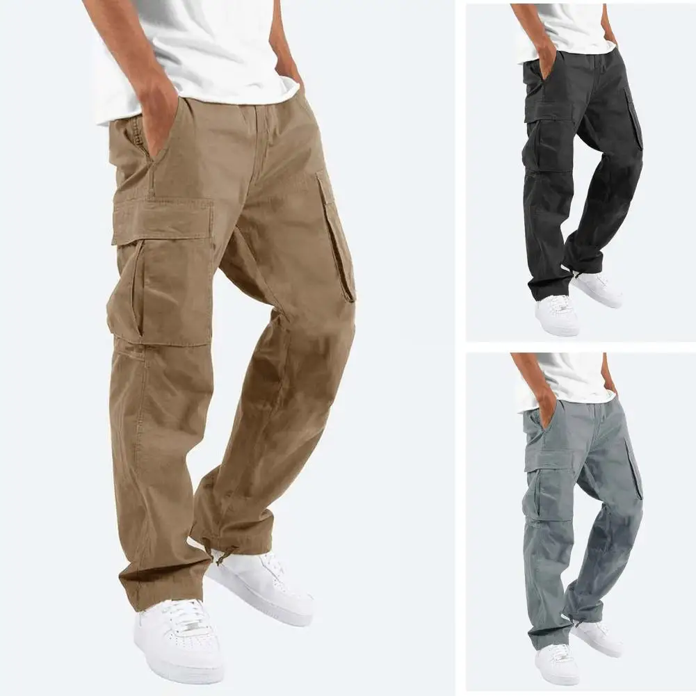 Top Trends: Men Cargo Pants Solid Color Loose Multi-pocket Summer Drawstring Pockets Pants Streetwear Shoppable Styles