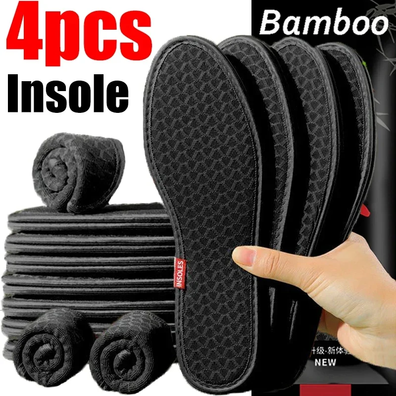 Top Trends: 2Pairs=4Pcs Bamboo Charcoal Insole Breathable Deodorant Foot Insert Pads Suction Perspiration Run Sports Sweat-absorb Shoe Sole Shoppable Styles