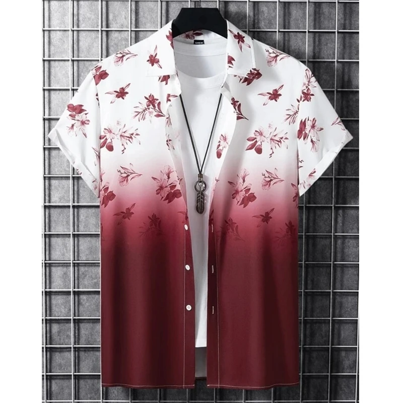 Top Trends: Gradient Men'S Shirt Summer Color Print Short Sleeve Tops Simple Fashion Men Clothing Harajuku Oversized Shirts Hawaiian Shirts Shoppable Styles - Image 3