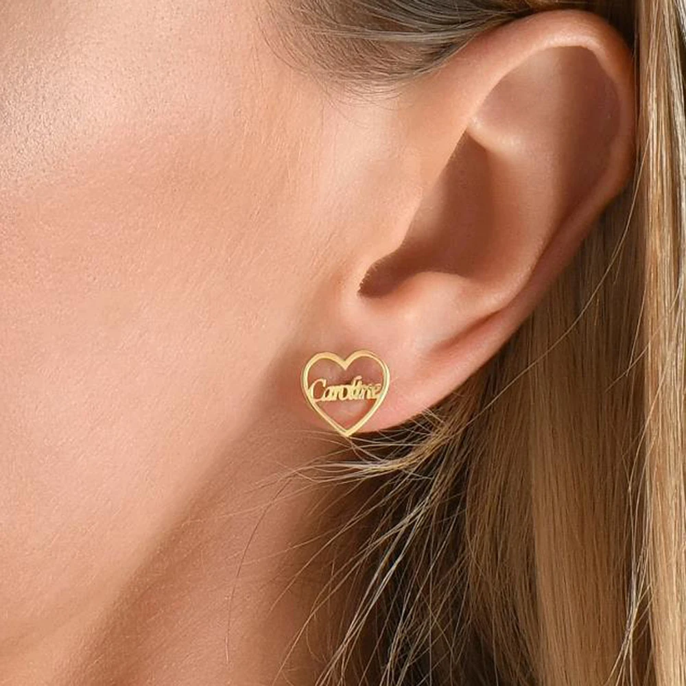 Top Trends: Custom Name Initial Classic Heart Shaped Earrings Stainless Steel Creative Earrings Gift For Yourself Or Friends Shoppable Styles