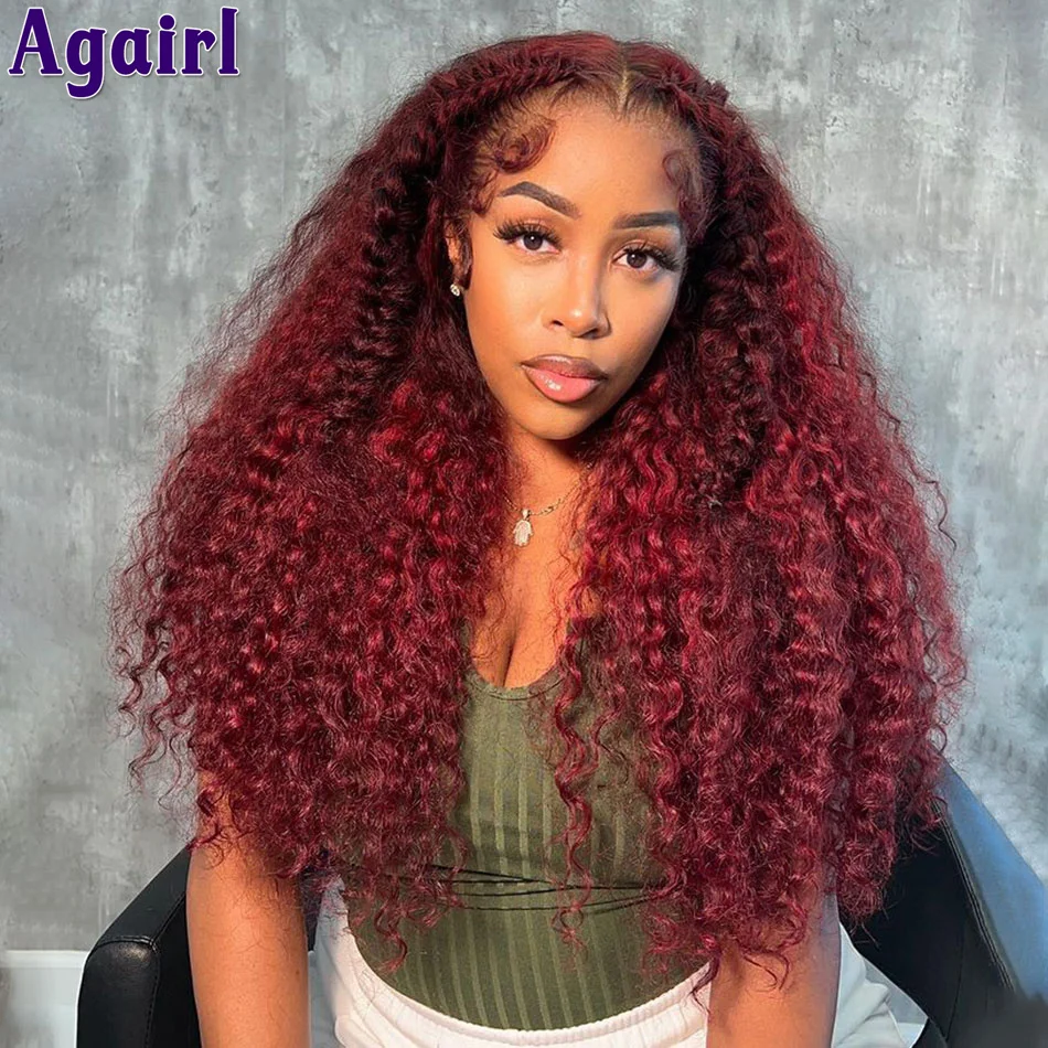 Top Trends: 99J Red Highlight 13x6 13X4 HD Lace Frontal Curly Wave Wig 180% Glueless With Baby Hair 6X4 Deep Wave Lace Closure Wig For Women Shoppable Styles