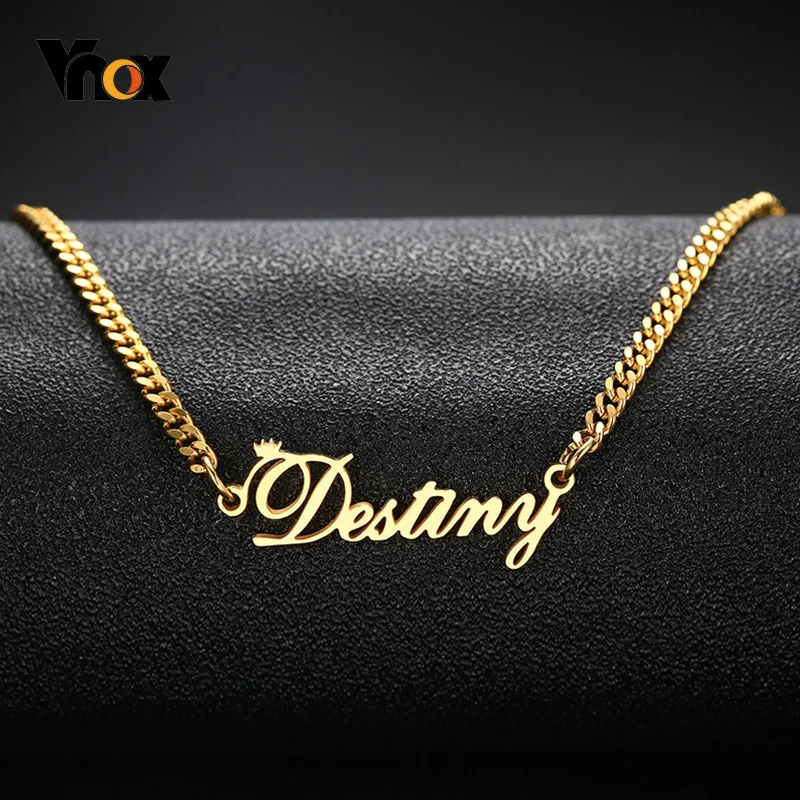 Top Trends: Vnox Women's Personalize Name Stainless Steel Necklaces For Men Unisex Custom Gifts Jewelry And Gold Tone Shoppable Styles