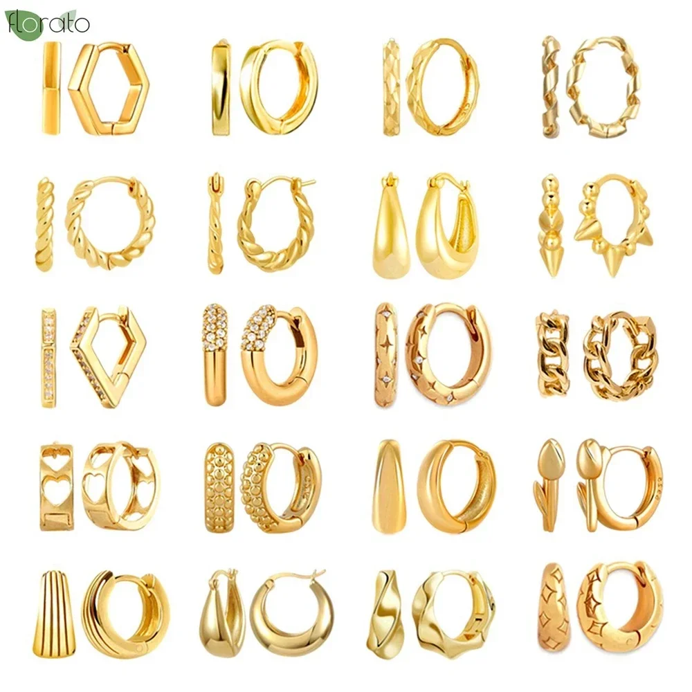 Top Trends: 925 Sterling Silver Needle Vintage Luxury Gold Earrings 2023 New Fashion Small Hoop Earrings For Women Trend Puncture Jewelry Shoppable Styles