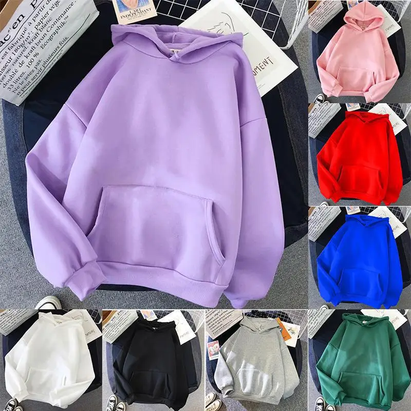 Top Trends: 2023 Fashion New Loose Plus Size Female Blank Solid Color Hoodie Sweater Bottoming Shirt Shoppable Styles