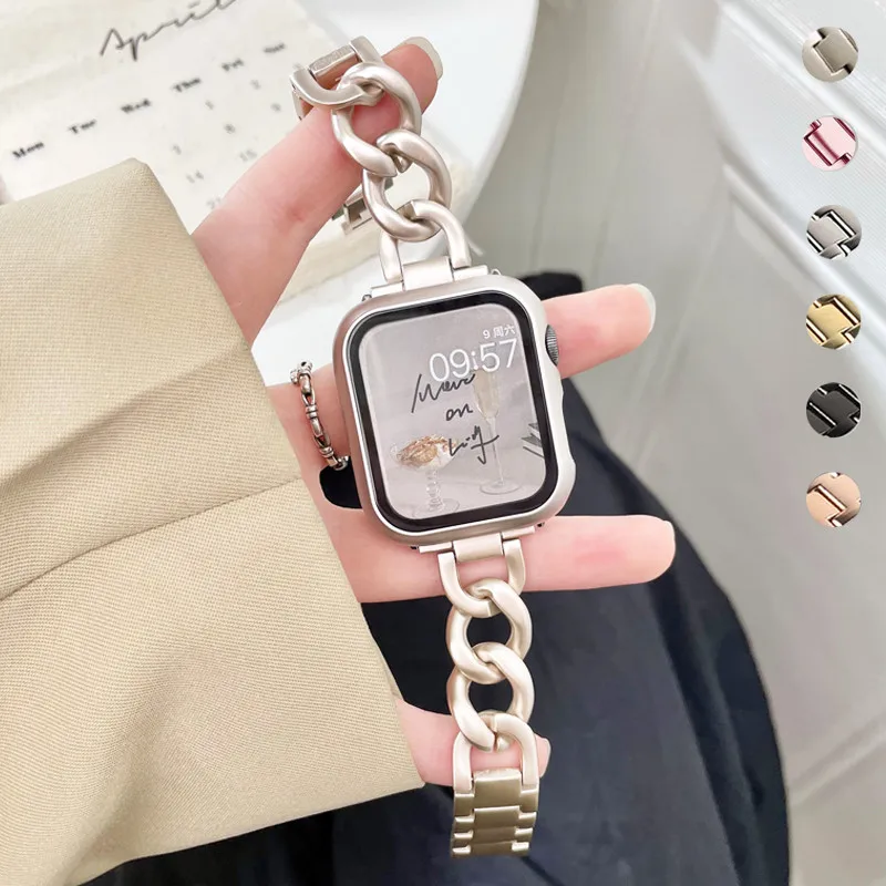 Top Trends: Stainless Steel Chain Strap For Apple Watch 8 7 SE 6 5 41mm 45mm Metal Bracelet For Iwatch Series Ultra 49mm 40mm 38mm 44mm 42mm Shoppable Styles