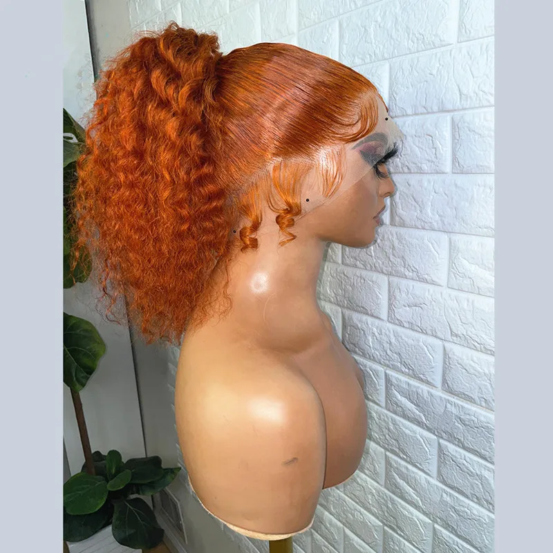 Top Trends: 180%Density 26inch Soft Ginger Orange Long Kinky Curly Lace Front Wig For Black Women With Baby Hair Glueless Preplucked Daily Shoppable Styles