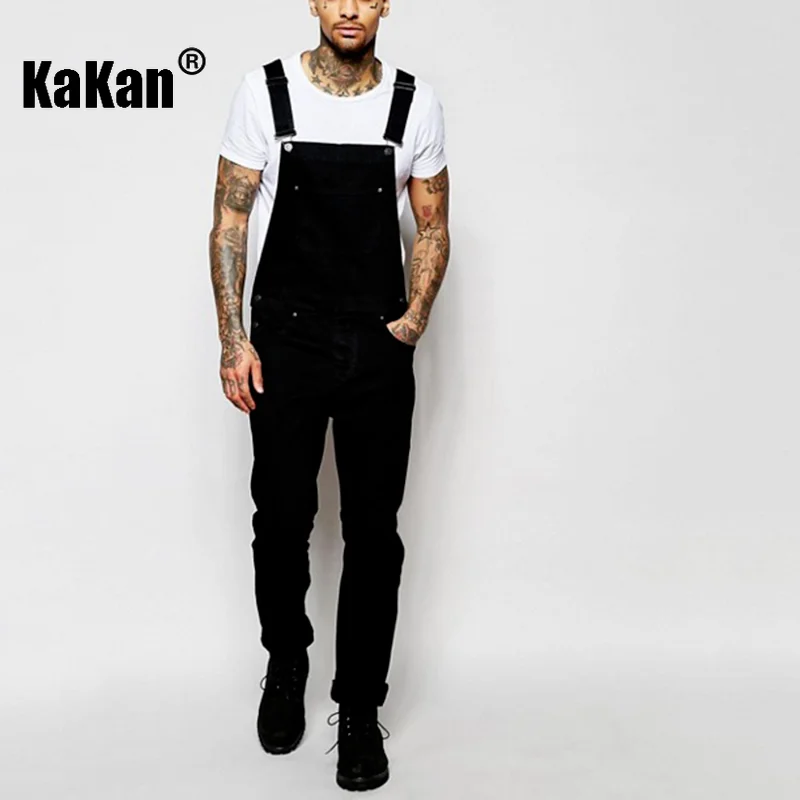 Top Trends: Kakan - New European And American Black Jeans With Straps For Men&#039;s Clothing, Popular Youth Suspender Long Jumpsuit K34-711 Shoppable Styles