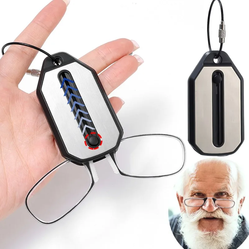 Top Trends: Nose Clip Reading Glasses For Men Women Portable Hyperopia Glasses Eyewear Folding Magnifying Eyeglasses Keychain + 1.0 To + 3.0 Shoppable Styles