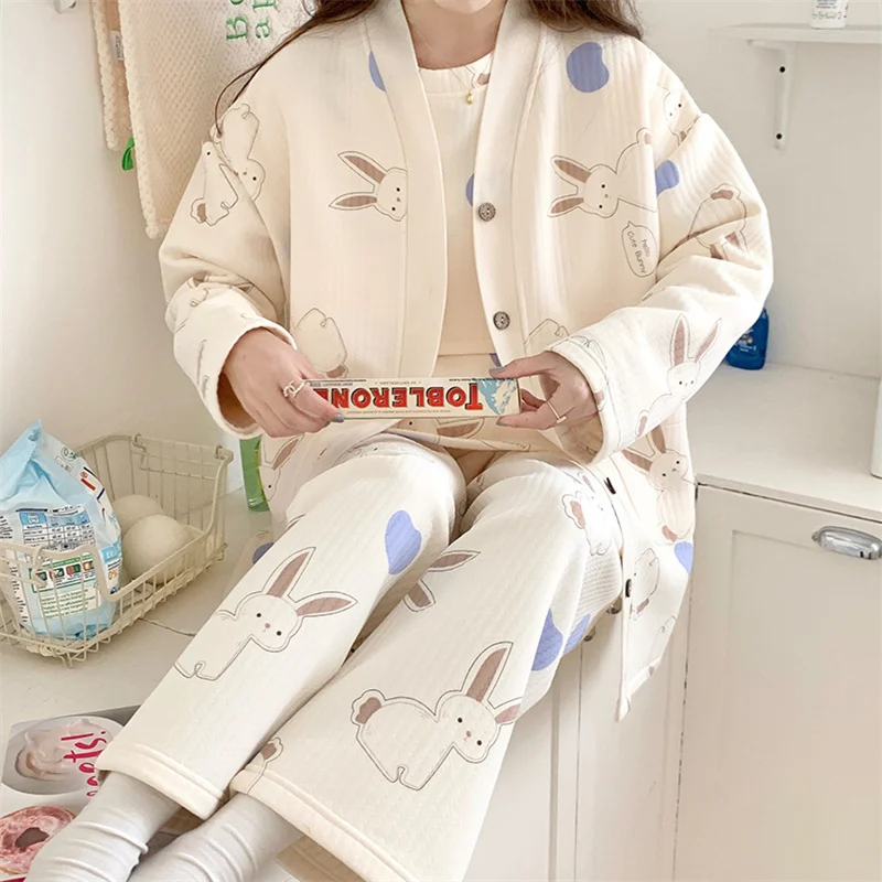 Top Trends: Autumn &Winter Lactation Period Breastfeeding Clothes Cotton Postpartum Clothing 2 / 3pcs Set Pregnant Women's Pajamas Shoppable Styles - Image 5