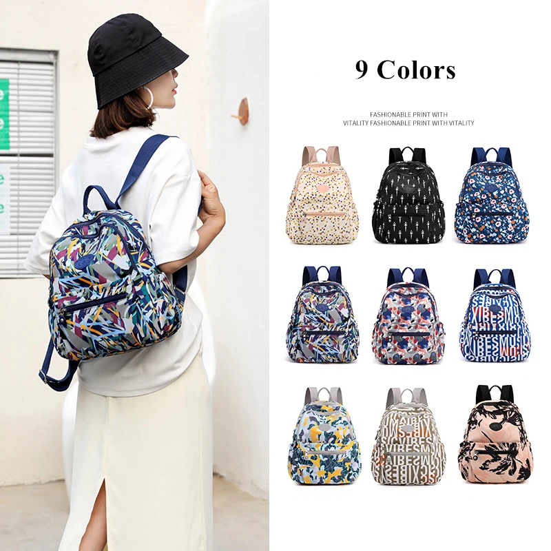 Top Trends: Floral Casual Backpack For Women Girl Waterproof Nylon Female Rucksack Teenager Large Capacity Student School Bag Travel Bags Shoppable Styles