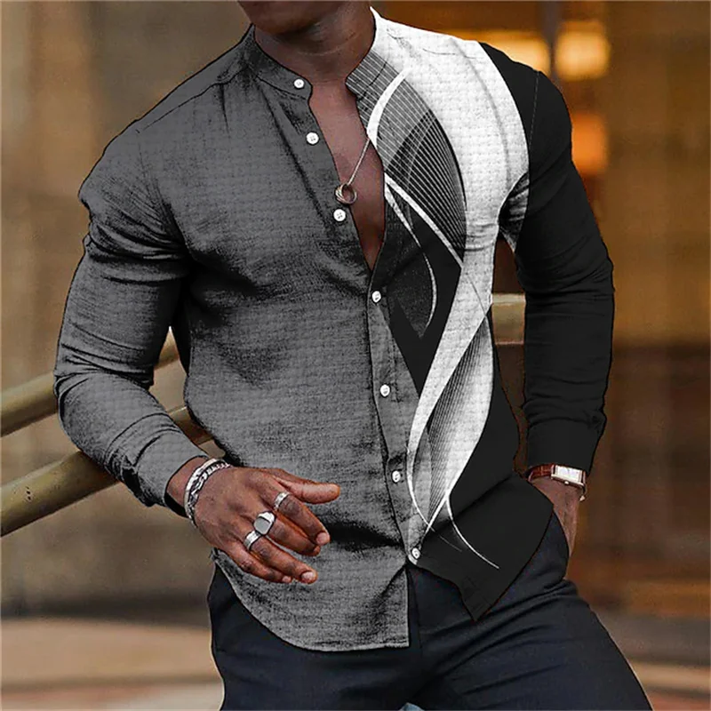 Top Trends: Hawaii New Men's Shirt 3D Line Long Sleeve Shirt Party Ball Collar Oversized T-shirt Shirt Summer Clothing 2023 High Quality Shoppable Styles