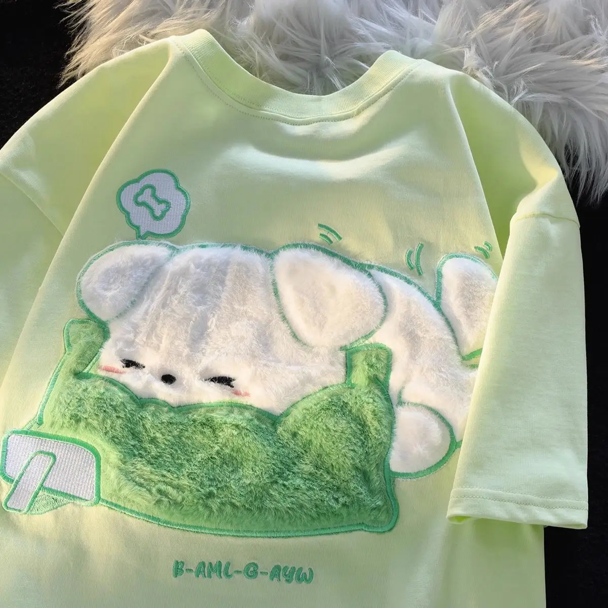 Top Trends: Cotton Cute Puppy Couple Loose T-shirt Female Summer Niche Design Ins Art College Short Sleeve Women Clothes Oversized T Shirt Shoppable Styles