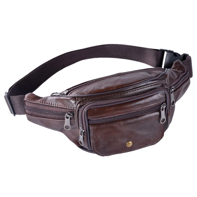 Top Trends: Men Geniune Leather Waist Bags Fanny Packs Retro Belt Cell Phone Purse For Male Fashion Travel Pouch Shoppable Styles