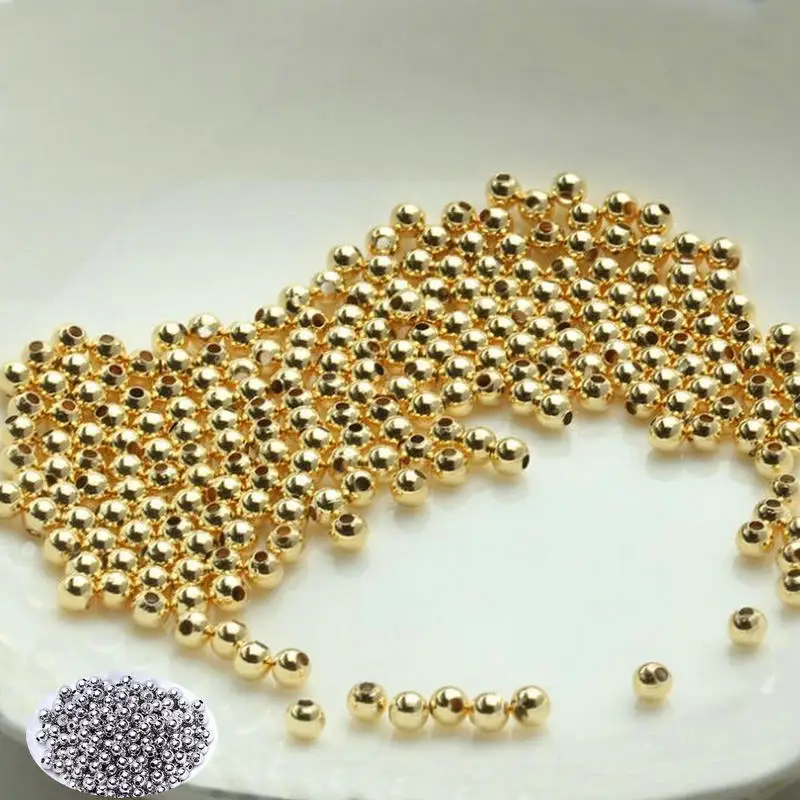 Top Trends: 2MM 2.5MM 4MM 6MM 14K Gold Color Plated Brass Round Ball Beads Spacer Beads Diy Jewelry Findings Accessories Wholesale Shoppable Styles