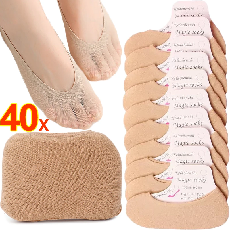 Top Trends: 10 / 20pairs Transparent Invisible Socks Women Summer Thin Boat Socks Non-slip High Heels Slippers Seamless Ice Silk Ankle Sox Shoppable Styles