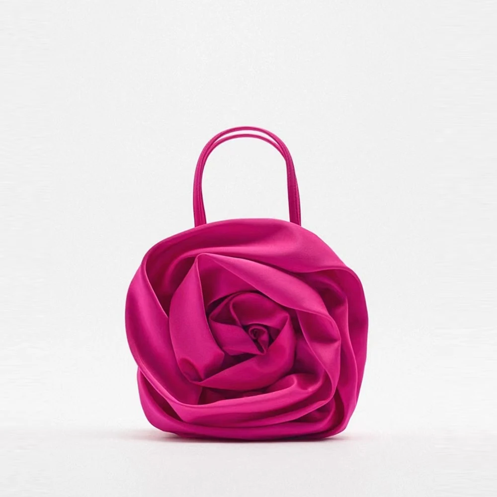 Top Trends: Luxury Rose Handbags Fashion Silk Shoulder Bag Flower Designer Bags Ladies Fashion Brands Crossbody Bags For Women 2023 Clutch Shoppable Styles - Image 2