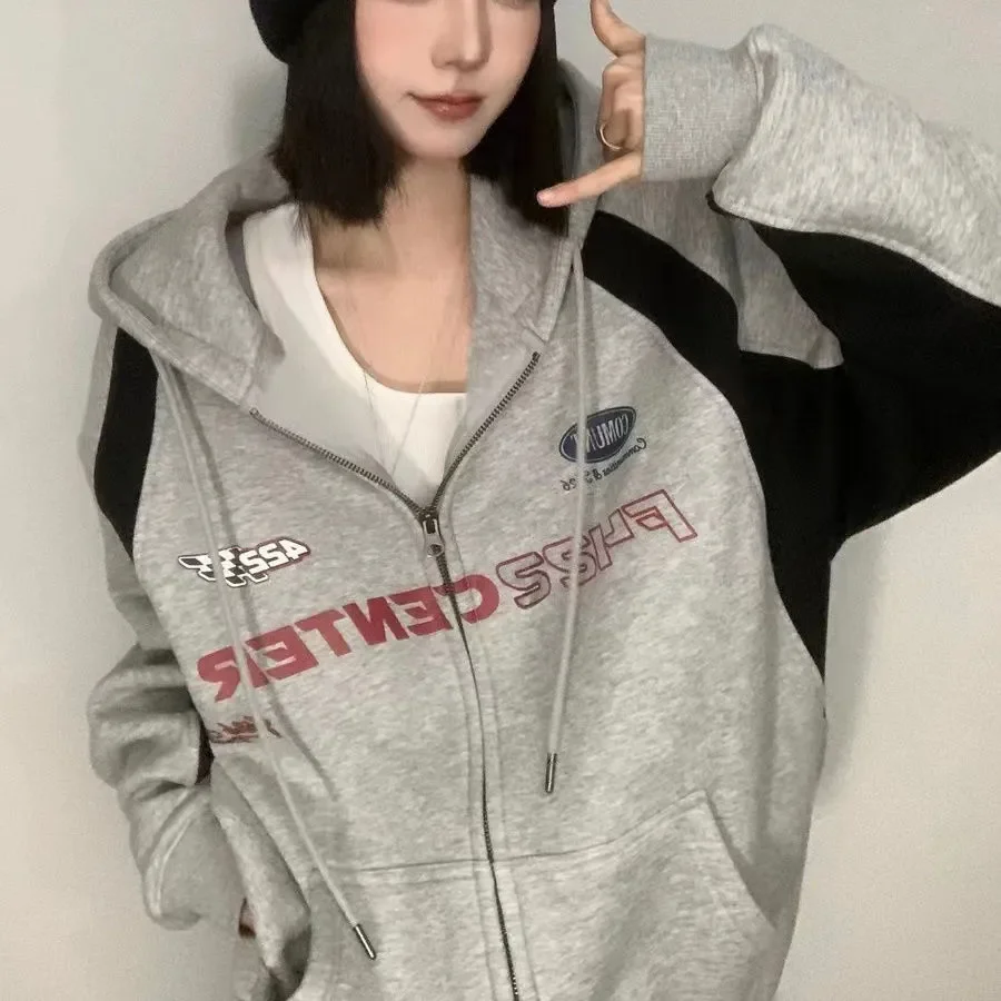 Top Trends: HOUZHOU Vintage Oversize Zip Up Hoodies Women Streetwear Korean Fashion Harajuku Sweatshirt Hooded Baddie Clothes Graphic Hoodie Shoppable Styles