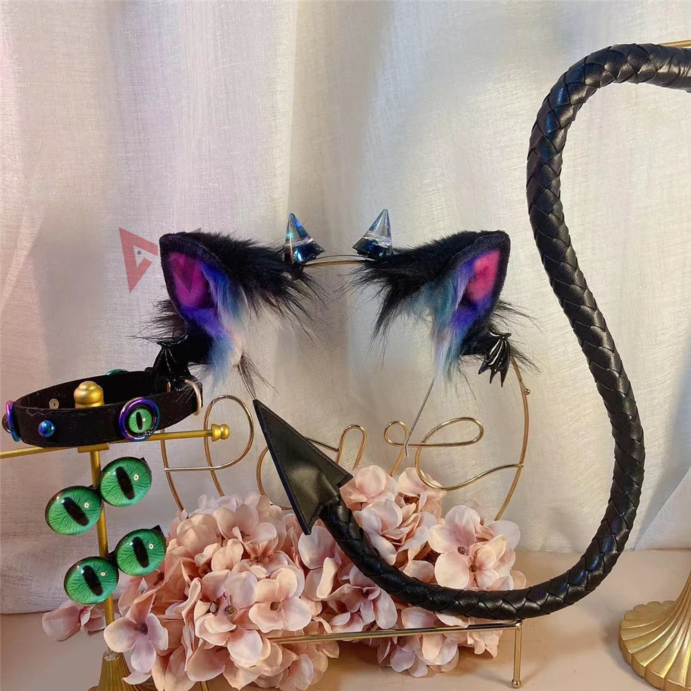 Top Trends: New Devil Demon Cat Fox Ears Hairhoop Wings Eyes Tail Earrings Necklace Animal Cosplay Headwear Simulation Costume Accessories Shoppable Styles