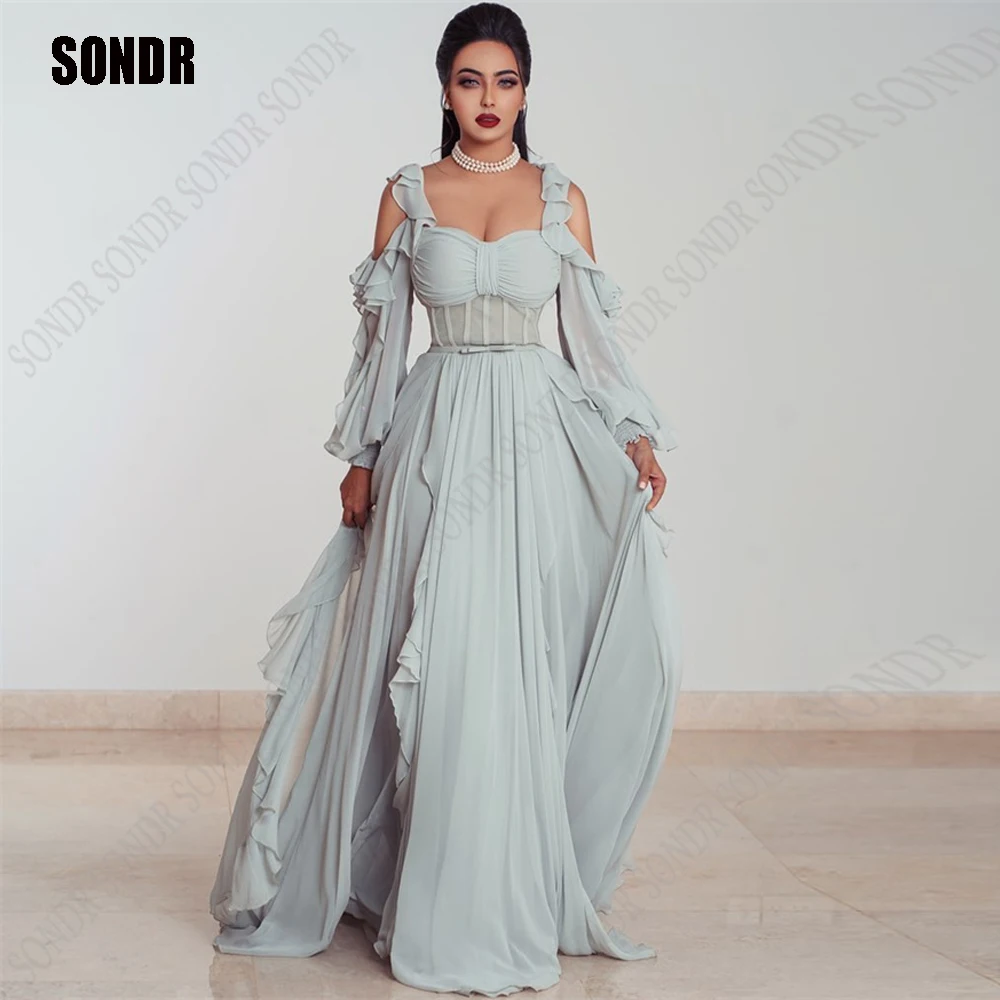 Top Trends: SOND Blue Sweetheart Quinceanera Dress Chiffon 2023 Sleeveless Long Sleeves Queen Custom Color Birthday Evening Dress Vestido Shoppable Styles