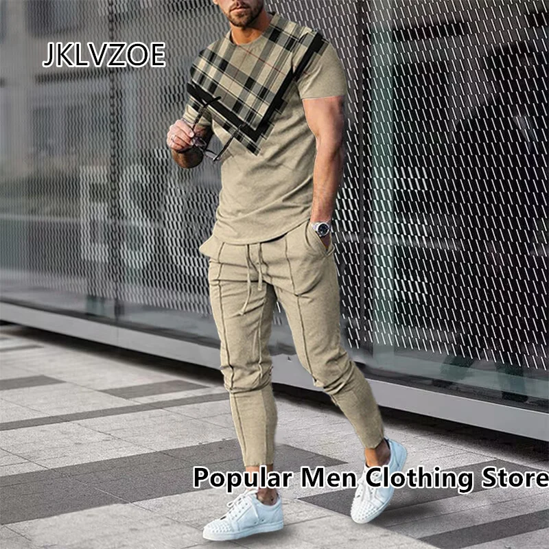 Top Trends: 2023 Men Tracksuit Short Sleeve T Shirt+ Long Pants 2 Piece Set Oversized Clothes Jogger Sportswear 3D Print Trousers Suit Outfit Shoppable Styles