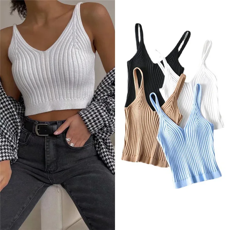 Top Trends: Sexy Crop Tops Knit Halter Tank Top Women Summer Camis Backless Camisole Fashion Ribbed Tube Top Female Sleeveless Cropped Vest Shoppable Styles