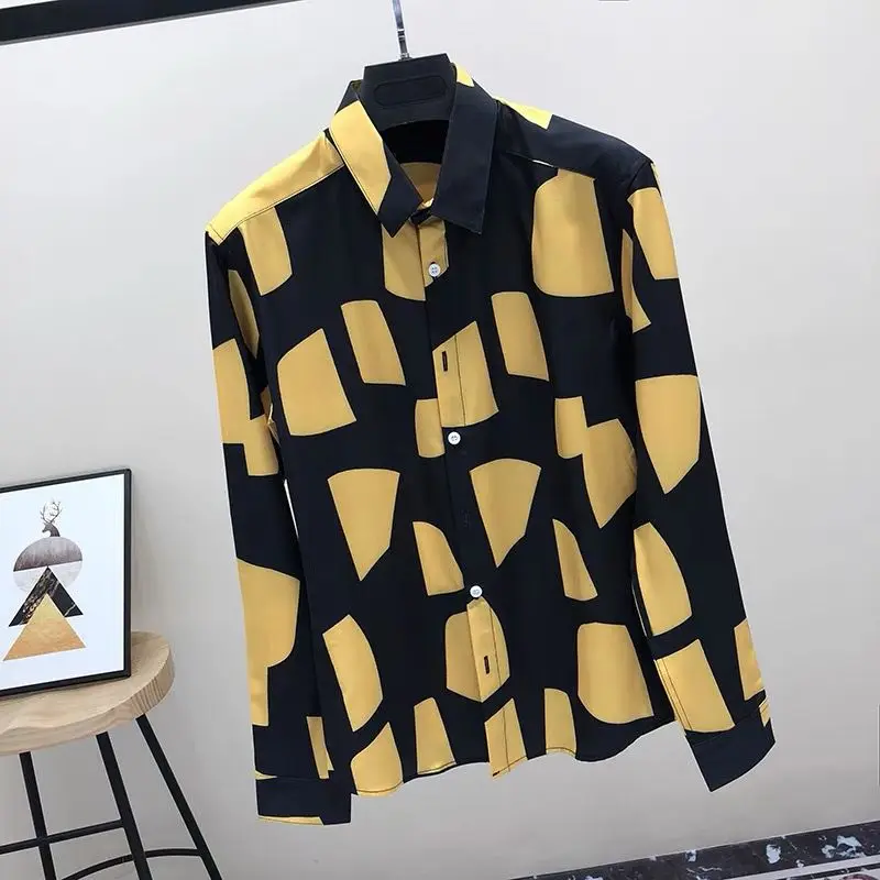 Top Trends: 2023 New Spring And Autumn Fashion Casual Business UK Non Iron Wrinkle Resistant Handsome Polo Collar Print Oversize Loose Shirt Shoppable Styles